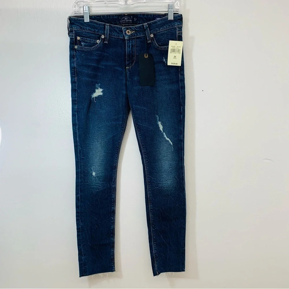 Lucky Brand Jeans Woman 25 Lolita Skinny Curvy Raw Hem Stretch Pockets Y2K NEW